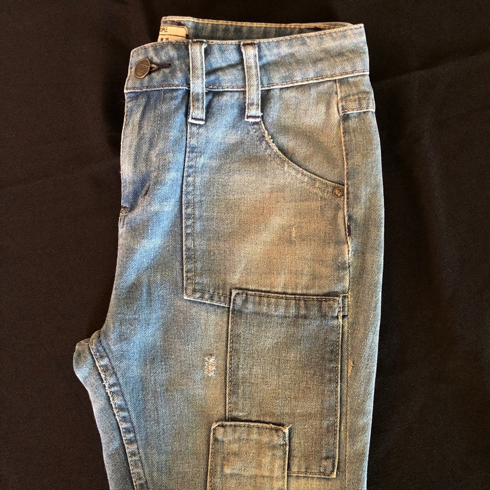 Free People Light Blue Patchwork Flare Jeans - Picture 10 of 16